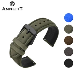 ANNEFIT Genuine Leather Watch Straps 18mm 20mm 22mm Vintage Premium Suede Soft Replacement Bracelet with Quick Release