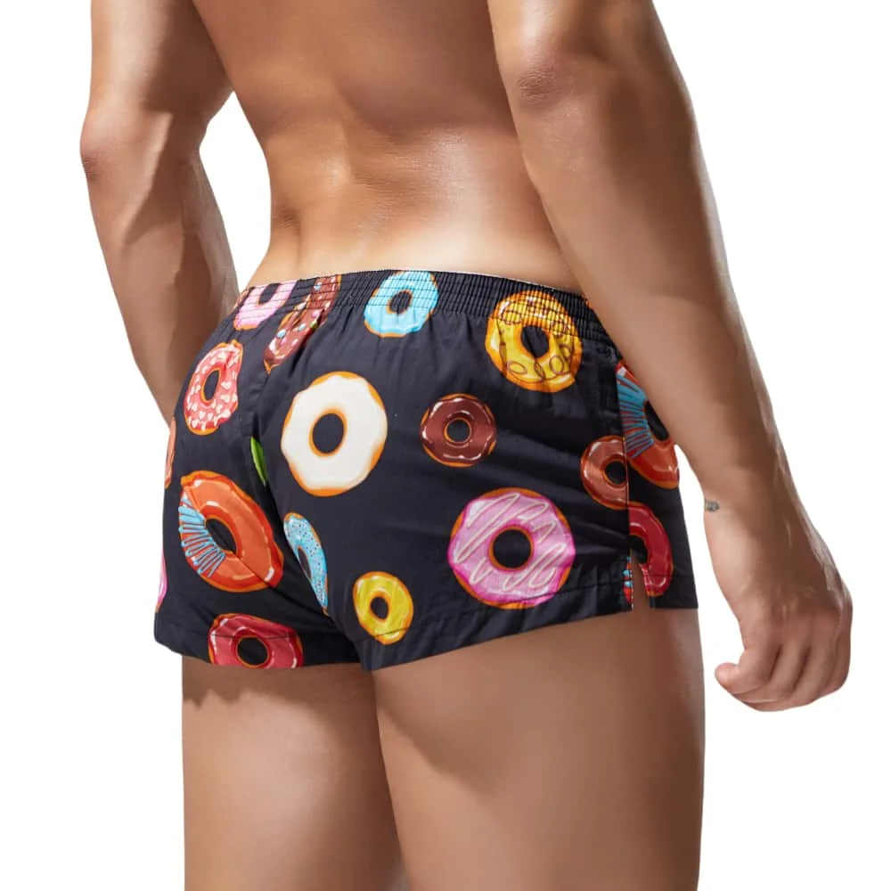 SEOBEAN New Mens Underwear 100% Cotton Boxer Shorts Loungewear Shorts Men Boxers Donut Pattern Underpants Boxer