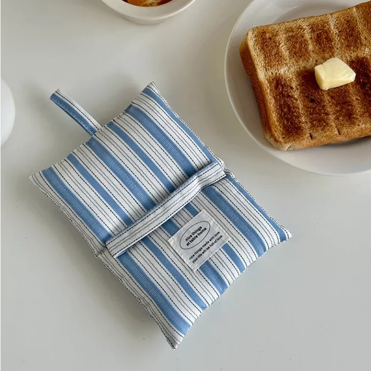 Home Decor Korean Plain Filled Cotton Coaster Key Storage Jewellery Mat Blue Stripe Soft Thickened Heat-resistant Cup Mats
