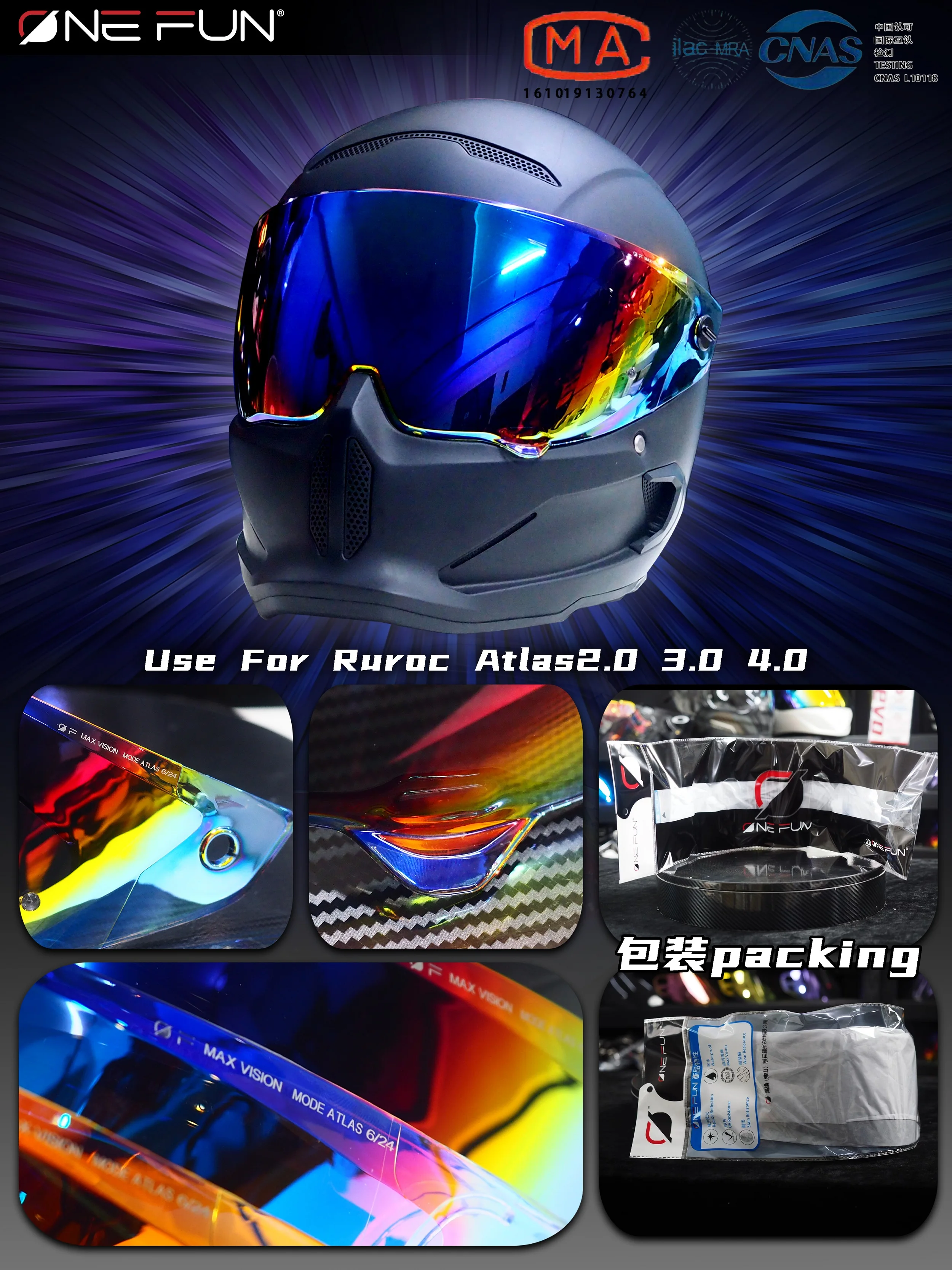 Photochromic Visor for RUROC Atlas 3.0 4.0 Atlas EOX Track Edition Visor Full Face Helmet Shield Anti Fog  Visera Casco sunshade