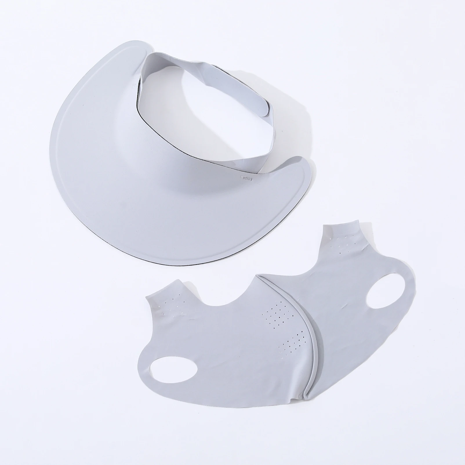Simple solid-color seamless mask with open top cap set - two-piece summer outdoor sun protection UV-blocking hat