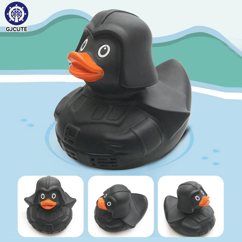 1Pcs Black Rubber Duck Dashboard Decorations Ornament Cute Duck Cool Gentleman Hat Swim Ring Children\'s Bath Toy