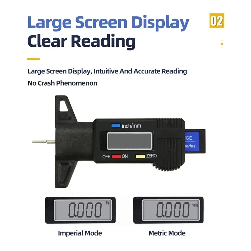 Цифровой измеритель глубины протектора для автомобильных шин, измеритель толщины шин, измерительный инструмент для обнаружения износа автомобильных шин, штангенциркуль глубины