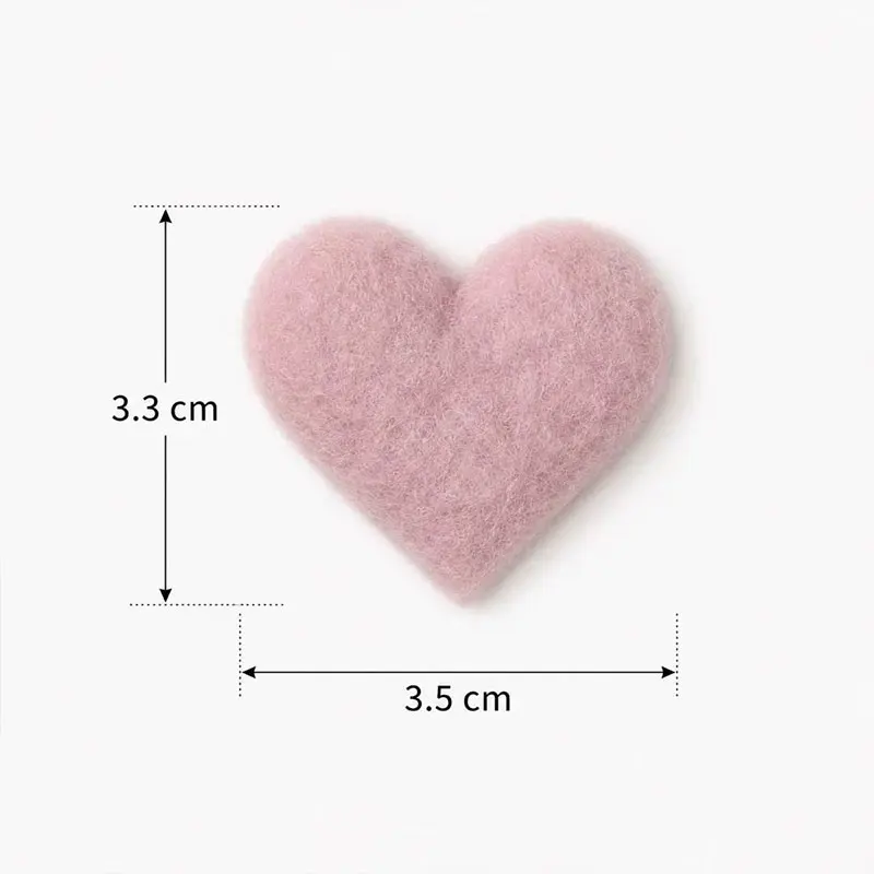 100 Stück Gekräuselte Filz-Herz-Applikationen 3,3x3,5cm Haarspangen-Zubehör für Stofftaschen, Hüte, Socken-Dekorationen – Detail 5