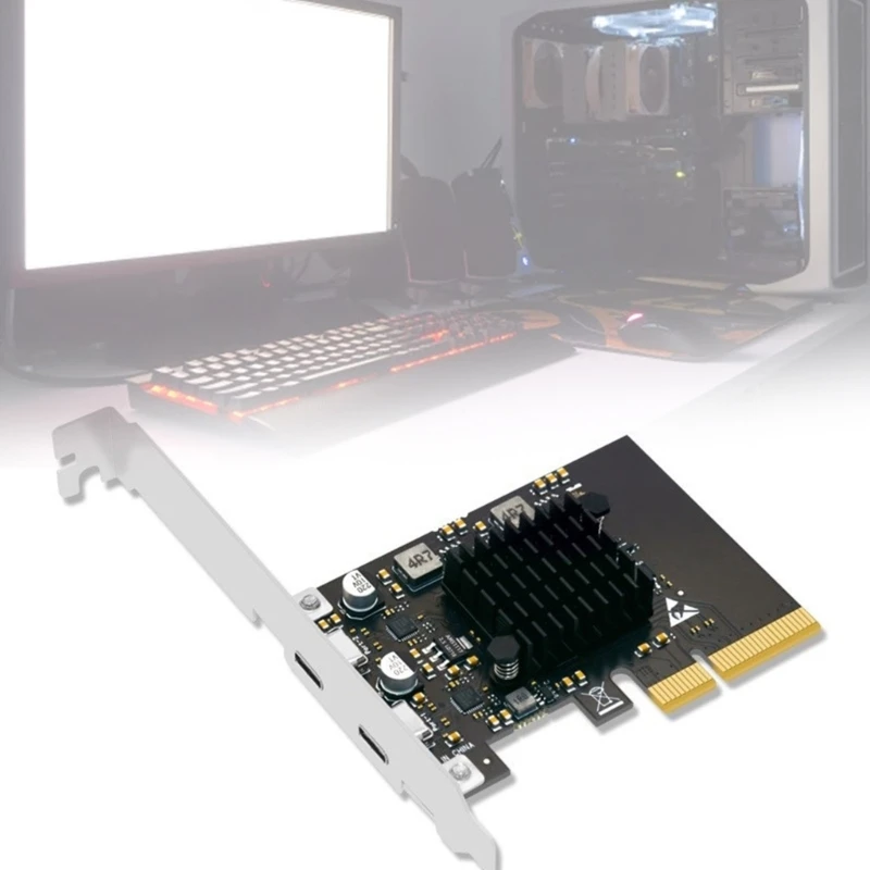 652F 2 พอร์ต PCIE3.0x2 USB3.2 TypeC การ์ดขยาย ASM3142 ชิปควบคุม 20Gbps รวดเร็ว