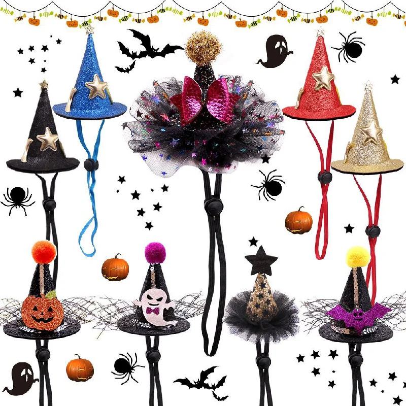 

Dog Cosplay Hat Halloween Witch Wizard Pet All Saints Day Dress Up Costume Funny Coats for Small Dogs Kitty Festival Accessories