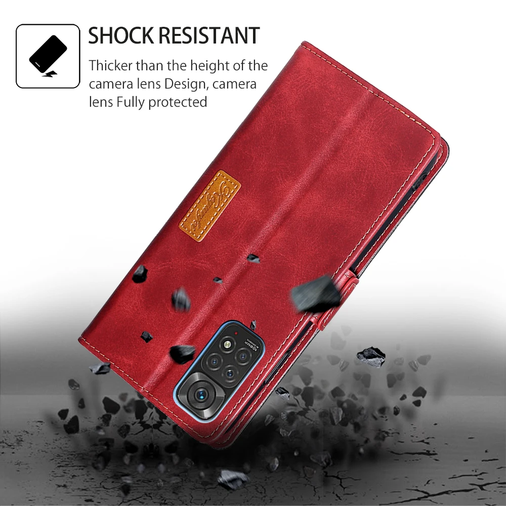 Multi-color Leather Flip Phone Case with Clashing Color Side Buckle Case. Suitable for Redmi 9C-10A/9A/12C/Note 8 Pro/Note 9T