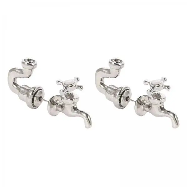 Funny Faucet Stud Earrings Creative Punk Metal Statement Jewelry Unique Accessories for Women’s Party Look