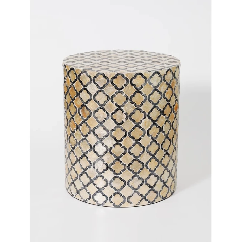 

Home Furnishing Medieval Creative Shell Table Living Room Light Luxury Edge Corner Coffee Table Small Coffee Table Drum Stool