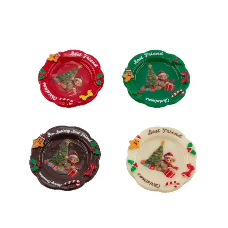 § 10pcs Wholesale Mini Christmas Plates Resin DIY Accessories For Keychain Pendants Desktop Oranment Dollhouse Decor