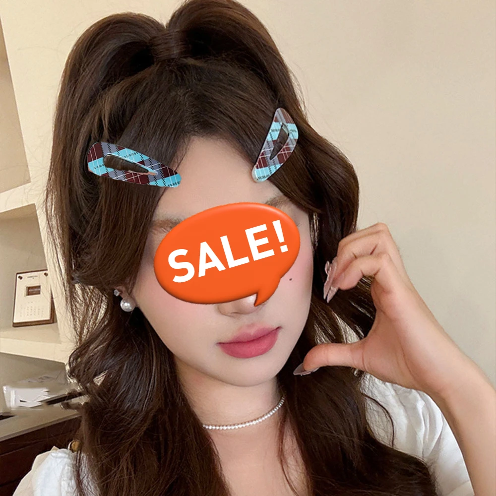 6PC Retro Red Plaid BB Hairpins Side Clips for Women And Girls European American Style Hair Accessories Gift Headwear Ornament