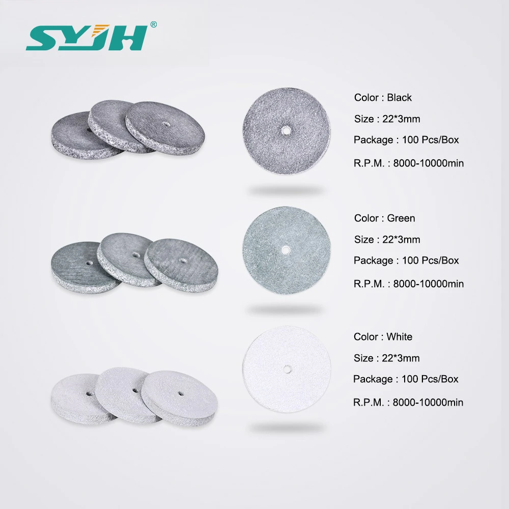 

SYJH 50/100 Pcs Silicone and Rubber Materials Dental Polishing Wheel 3 Colors for Teeth Fine Finishing and Polishing Dentistry