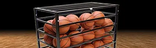 Ball Storage Cart, Basketball Storage Bin for Indoor Outdoor, Rolling Exercise Ball Cart Holder