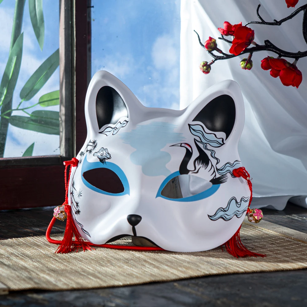 Máscara facial de gato colorida máscara de gato japonês meia máscara facial de alta qualidade para apresentações de palco anime cosplay