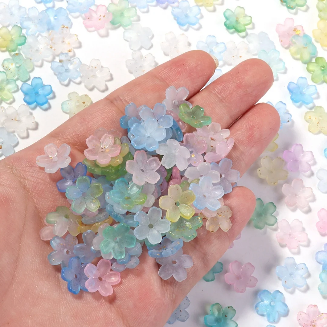 11mm Two Tone Flowers, Acrylic, Gradient, DIY Interval Beads, Loose Beads, Accessories, Festivals, Gifts - Random Color Mixing image 6