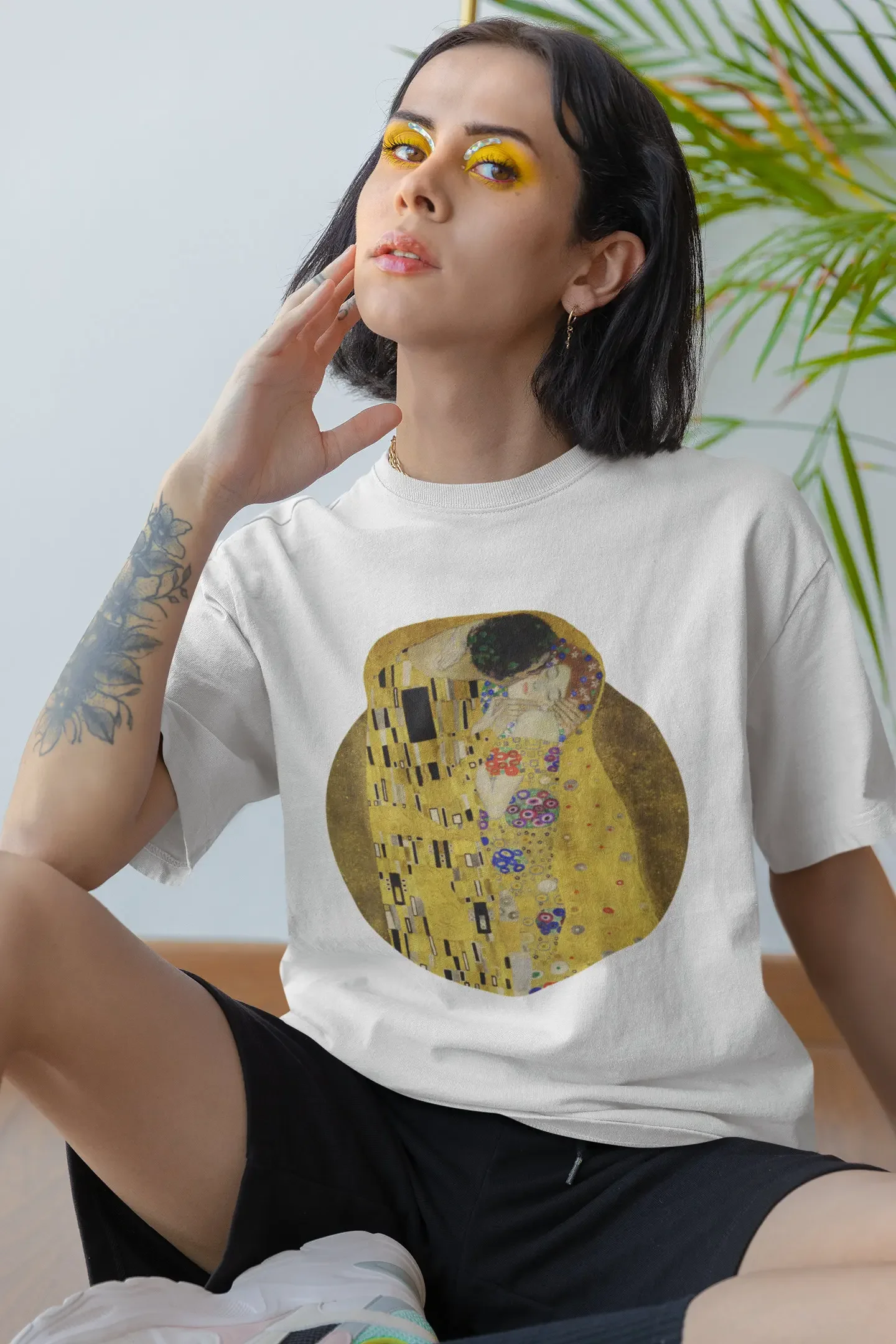 T Shirt With Full Print Of Painting Gustav Klimt The Kiss Renaissance Aesthetic Art Gift For Couple Boyfriend