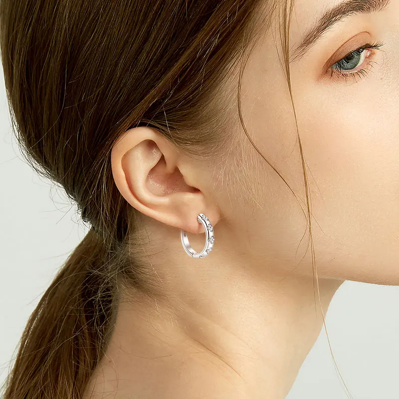2026 Ehhai Voll 1mm VVS1 D-Farbe Rundschliff Moissanit Creolen für Damen S925 Sterling Silber Edelschmuck Geschenke Ohrringe – Detail 17