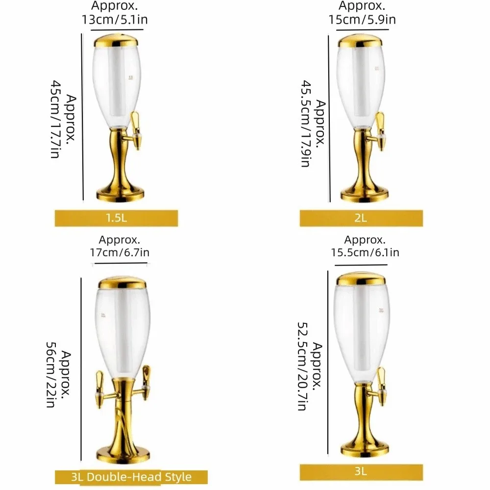 1.5/2/3L Beer Tower Dual-Head Faucet with Icicles Beer Dispenser LED Light Thickened and Sturdy Drink Holder KTV Use view 6