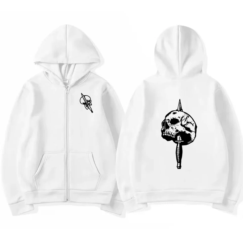 Fashion Funny Harajuku Skeleton Zipper Sweatshirt Men Women Oversize Hip Hop Fleece Hoodie Autumn Winter Long sleeve Coat Unisex