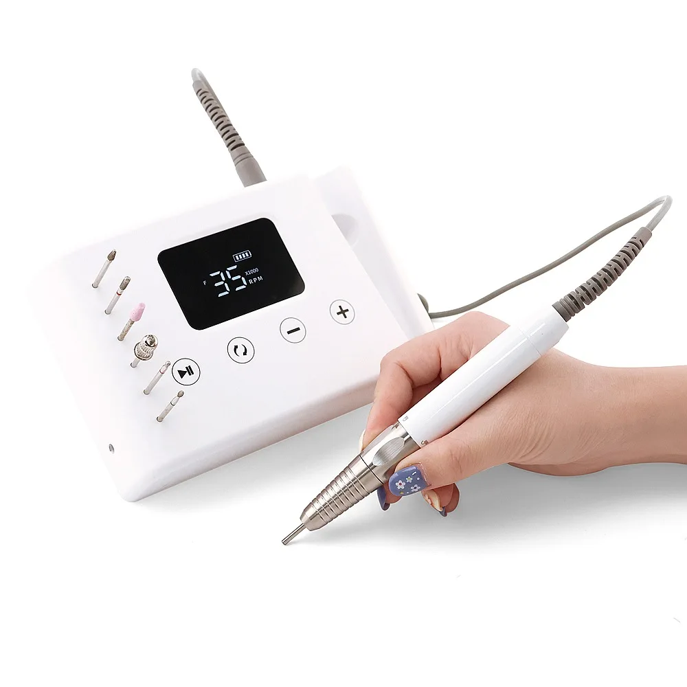 2026 Brushless Nail Drill Machine 35000RPM 2 in 1 Portable Rechargeable E-File for Salon Manicure
