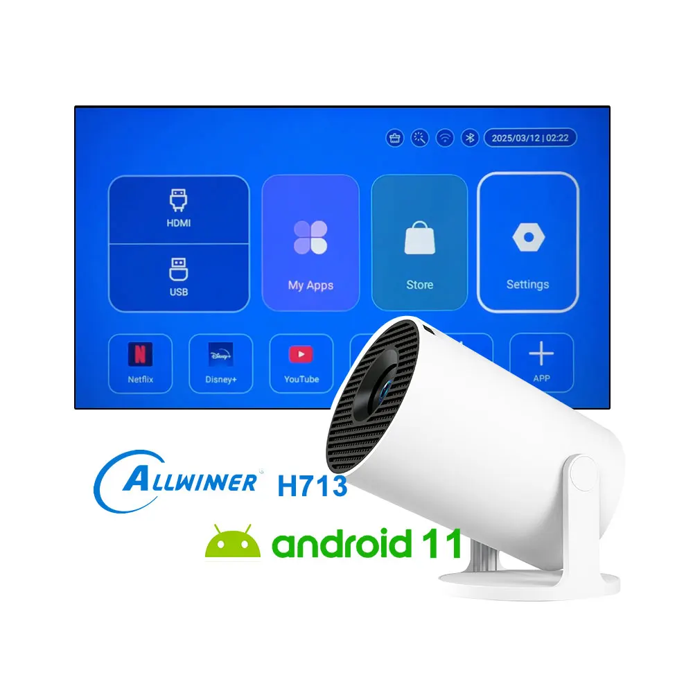 

Hy300 Pro Plus Android 11 Portable Mini Projector with Wifi 170 ANSI LM H713 Chipset 720P Physical Res. Full Hd 4k Projectors