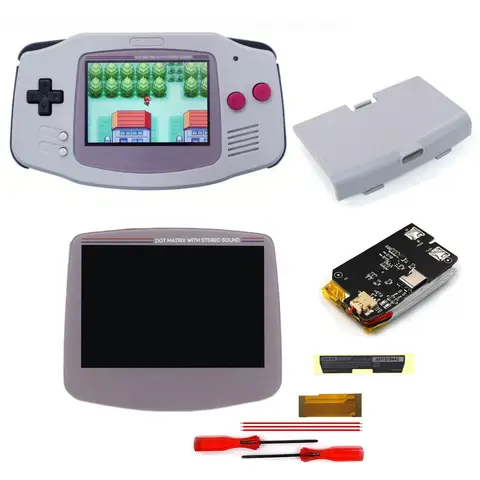 NEW Rechargeable 1800mAh Lithium Battery with IPS V5 Pre-laminated Backlight Screen Kits Drop-in LCD for GAMEBOY advance GBA