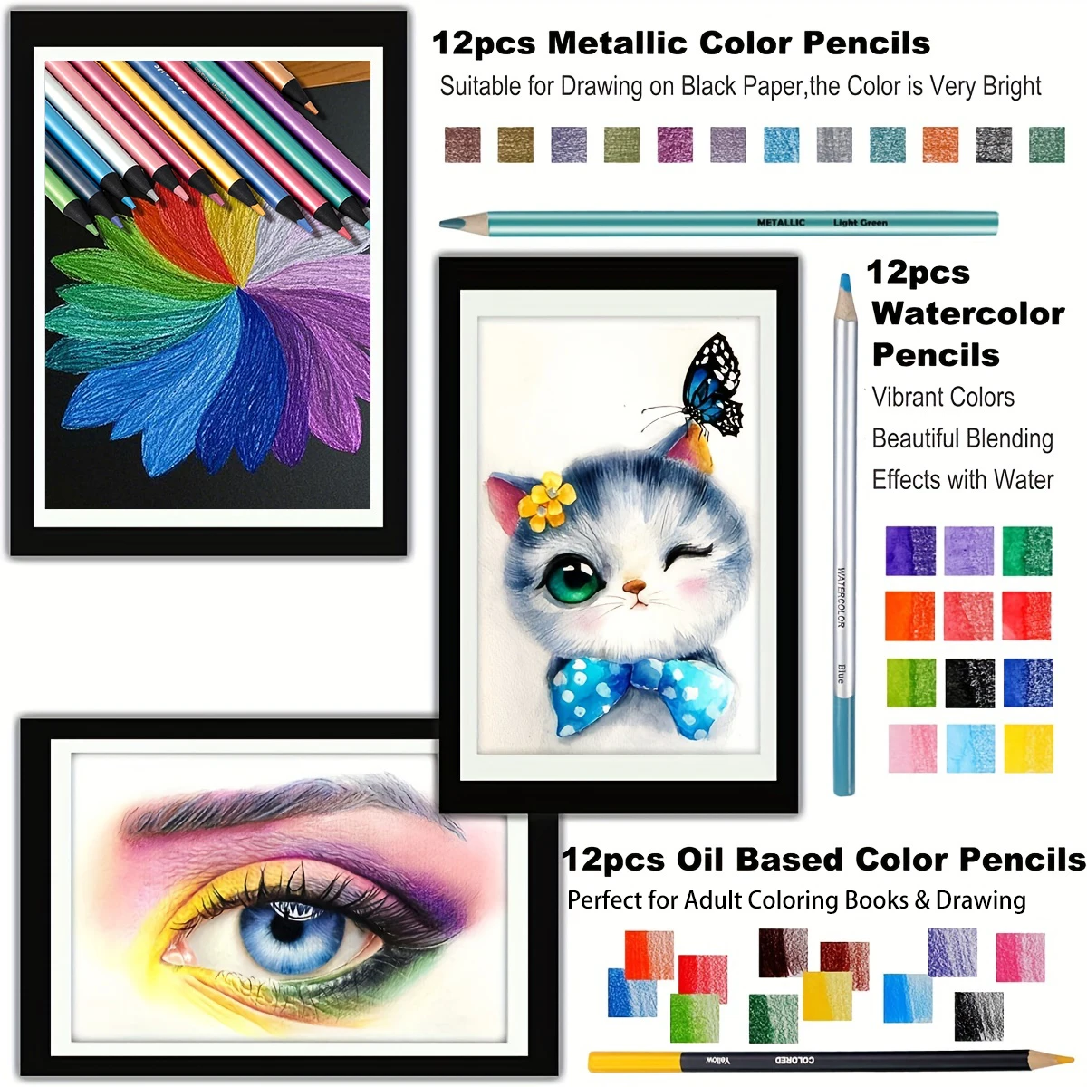 Drawing Set Sketching Kit, 76 Pack Drawing Pencils, Drawing Supplies Include Watercolor Pad, Watercolor, Metallic, Color