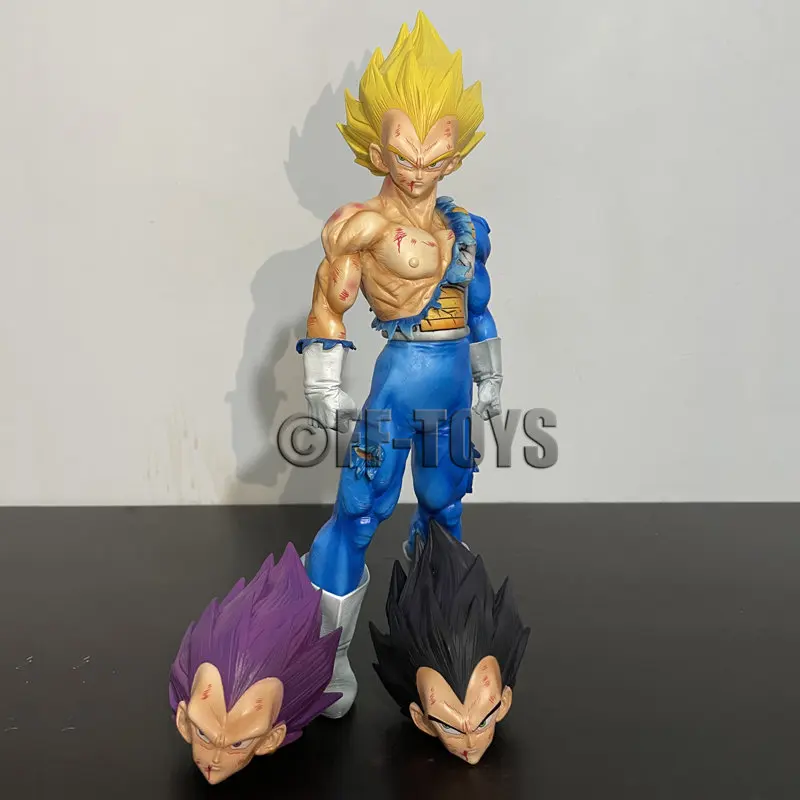 In Stock Dragon Ball Ultra Ego Vegeta Figure Replaceable Heads Vegeta Figurine 31CM PVC Action Figures Model Toys Anime Statue