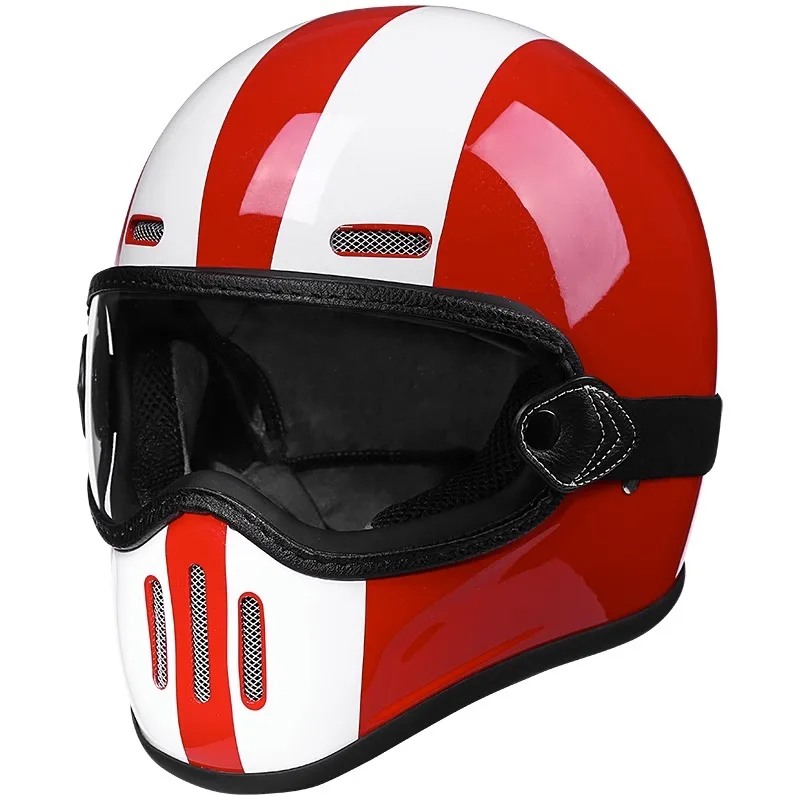 

2024 New Arrival Red White Fiberglass Full Face Helmets Motorcycle Dot