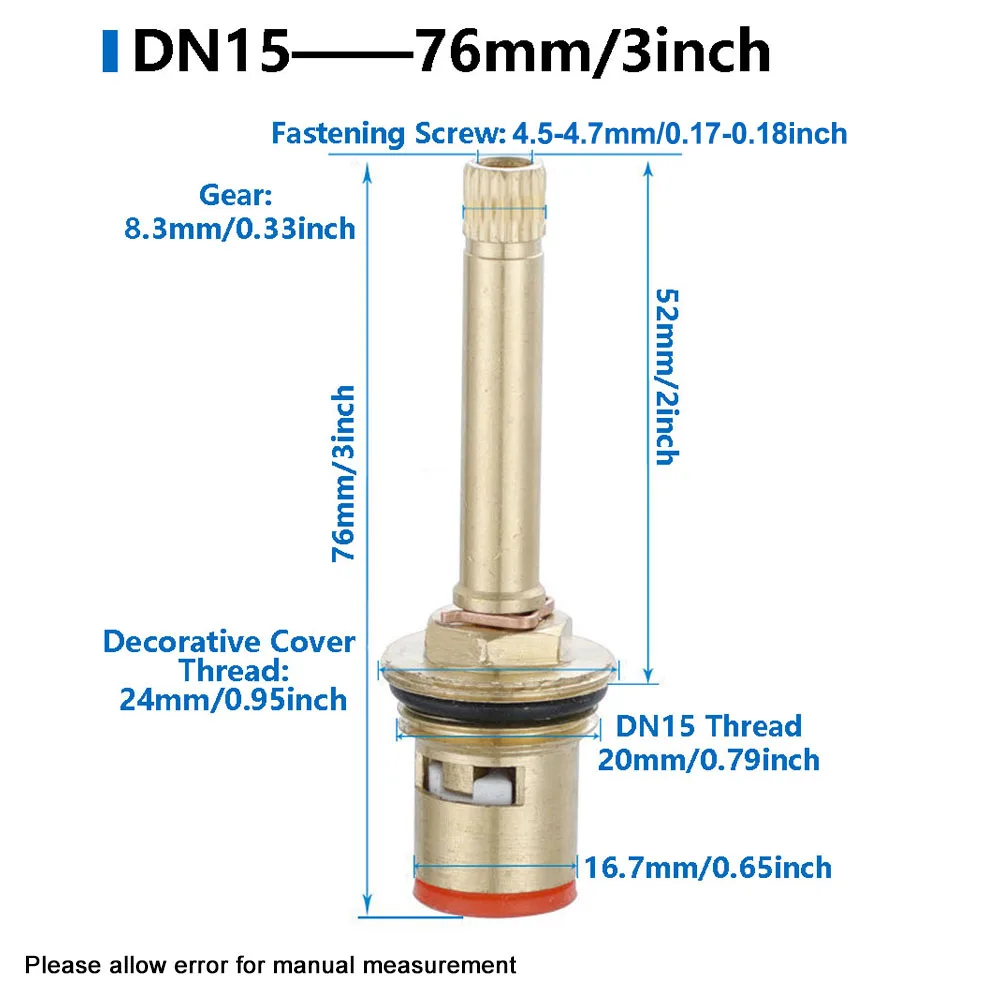 Faucet Valve Cartridge Copper Shut-off Spool Concealed Valve Faucet Cartridge Replacement DN15 DN20 70mm 76mm 80mm 82mm Durable