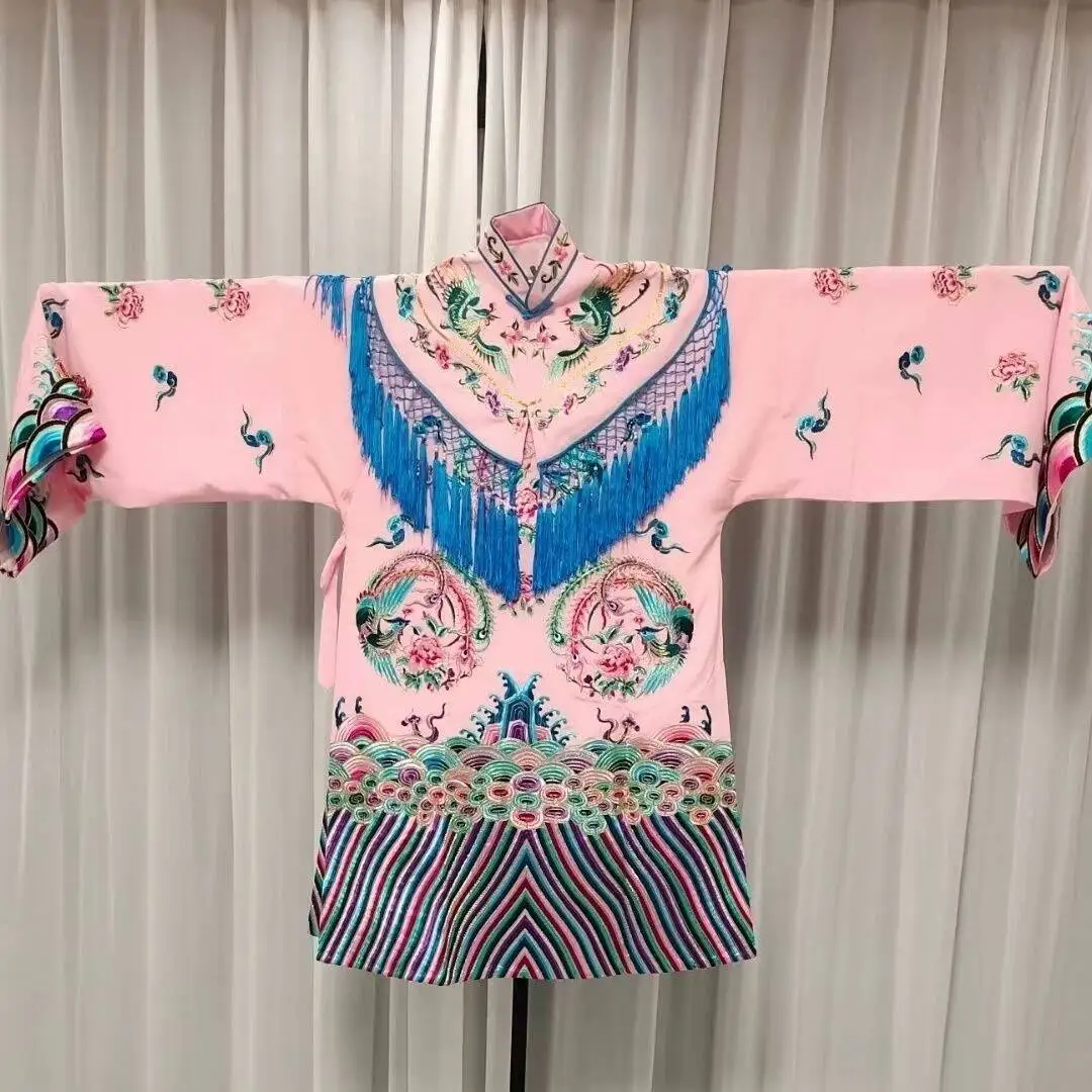 Pink Chinese Peking Opera Hua Tan Costume Classical Dance Embroidery Stage Performance Dress with Tassels