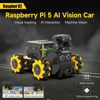 Yahboom 4WD Raspbot V2 AI Robot Car Kit Based on Raspberry Pi 5 for Beginners Educational Toy ROS2-Humble Python Programming Set