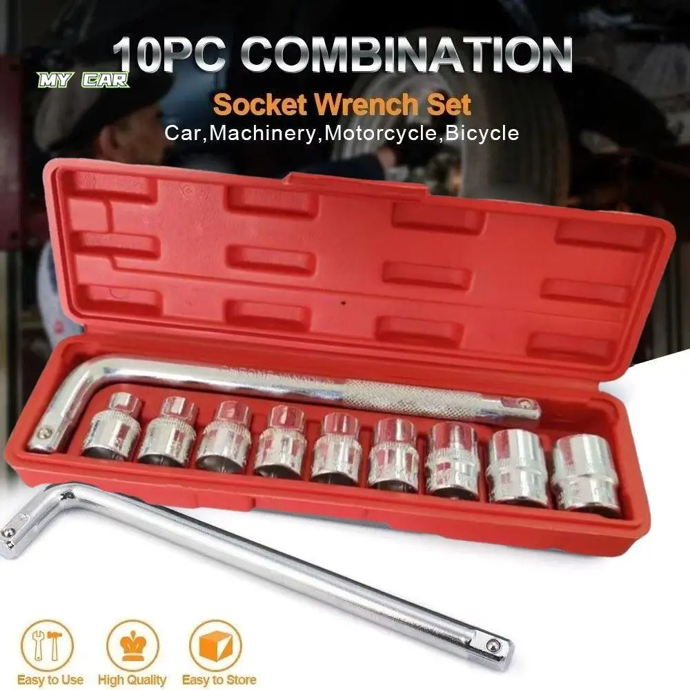 

10pcs Lug Nut Wrench Hexagon Wrench Socket Set Change Pry Bar Hex Key Repairing Tool Set Disassembly Hexagonal Sleeve
