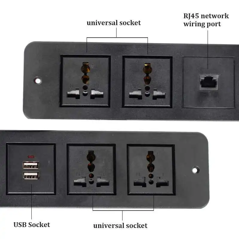 Adaptateur de prise d'extension de courant 3 en 1, bande de bureau, avec prises universelles, Port de Charge rapide USB-C, câblage réseau RJ45