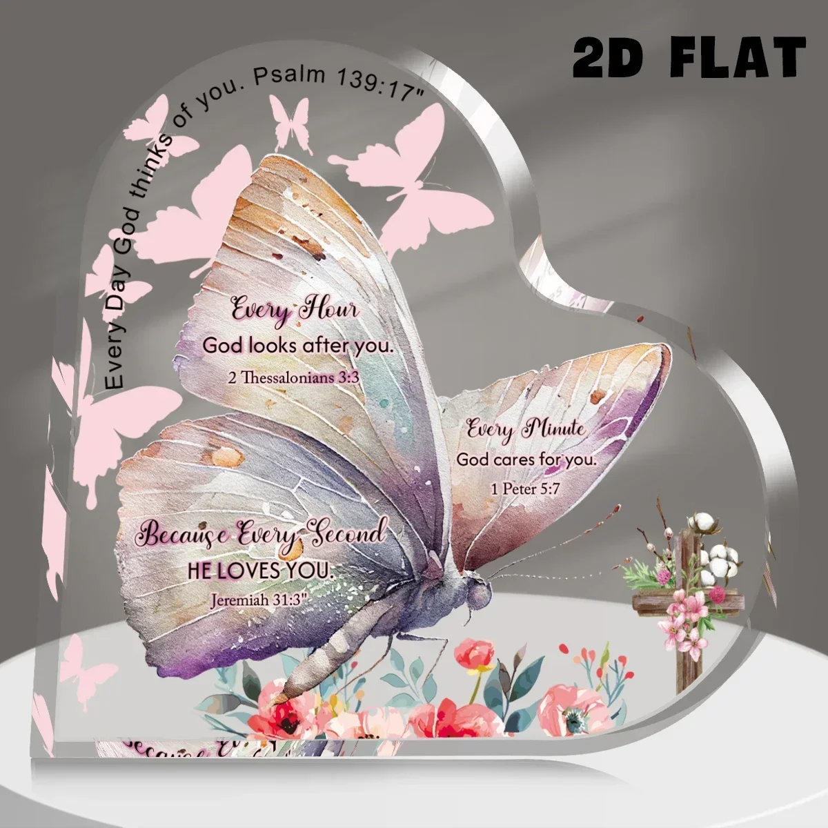 Heart Shaped Acrylic Plaque Every Hour God Looks After You, Christian Encouragement Gift For Christian Believers