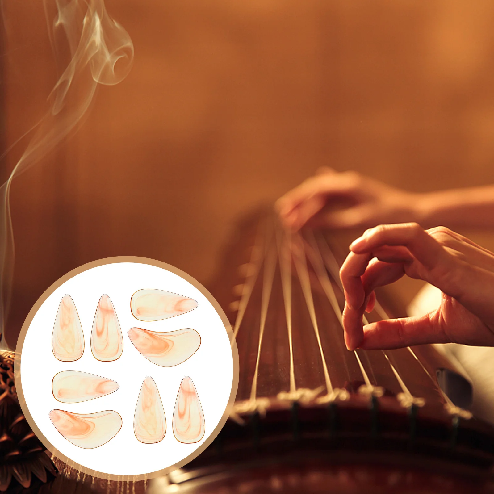 

8pcs Guzheng Finger Picks Smooth Round Edges Comfortable Wear Abs Material Protective Nail Covers For Guzheng Pipa Players