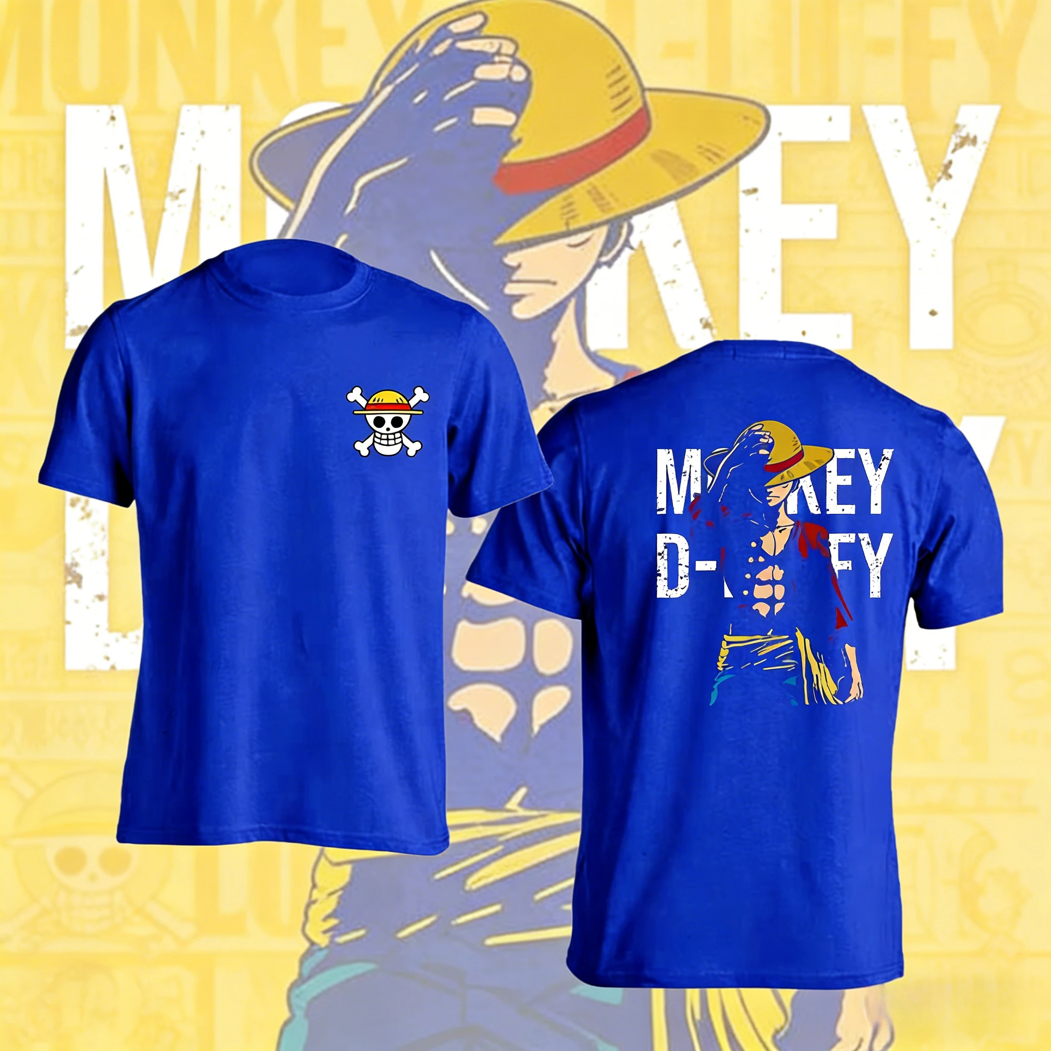 2026 Summer One Piece Monkey D. Luffy Jolly Roger 3D T-Shirt Retro Cotton Sports Short Sleeve, Oversized Tee for Adult Kids