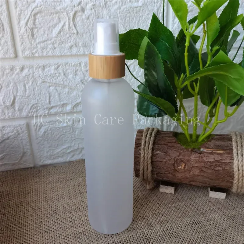 

Empty Makeup Setting Spray Pump Plastic Bottle With Bamboo Wood Cap Perfume Cosmetic PET Bottle Container CosmeticPackagingTool