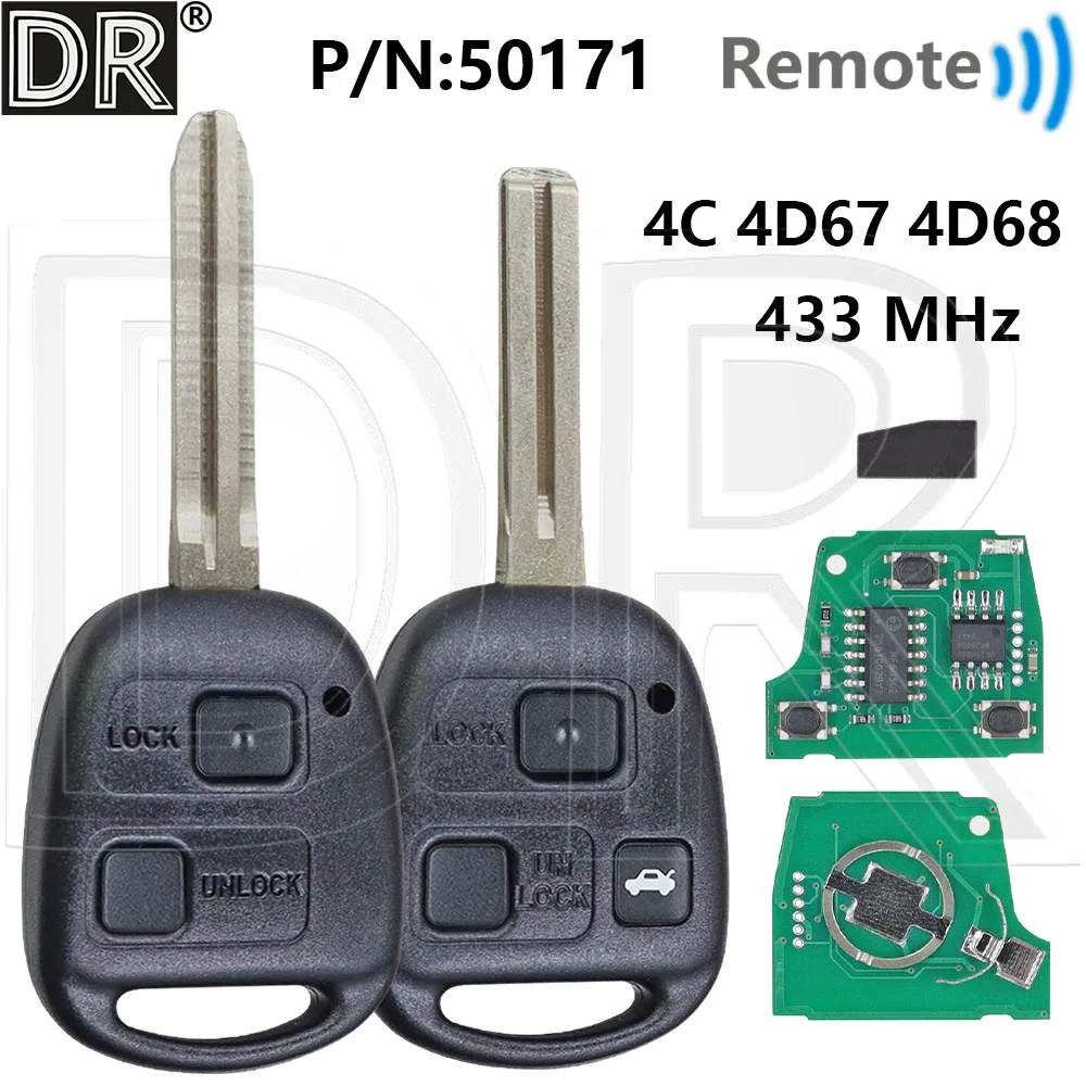 

Отличный P/N: 50171 433 МГц 4C/4D67/4D68 чип автомобильный дистанционный ключ для Toyota Land Cruiser Prado RAV4 Kluger Previa FJ Cruiser Tarago Lexus