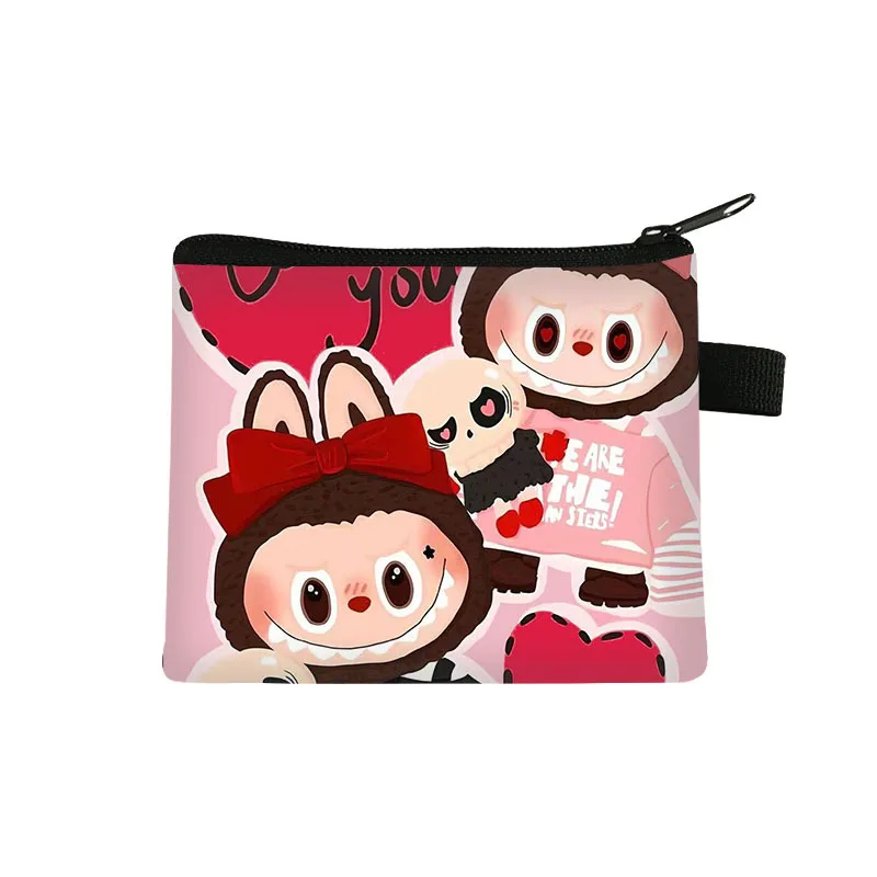 Cartoon Children's Coin Purse Cute Anime Figure Labubu Print Portable Anime Character Boy Girl Coin-Purse Toys Kids Gift