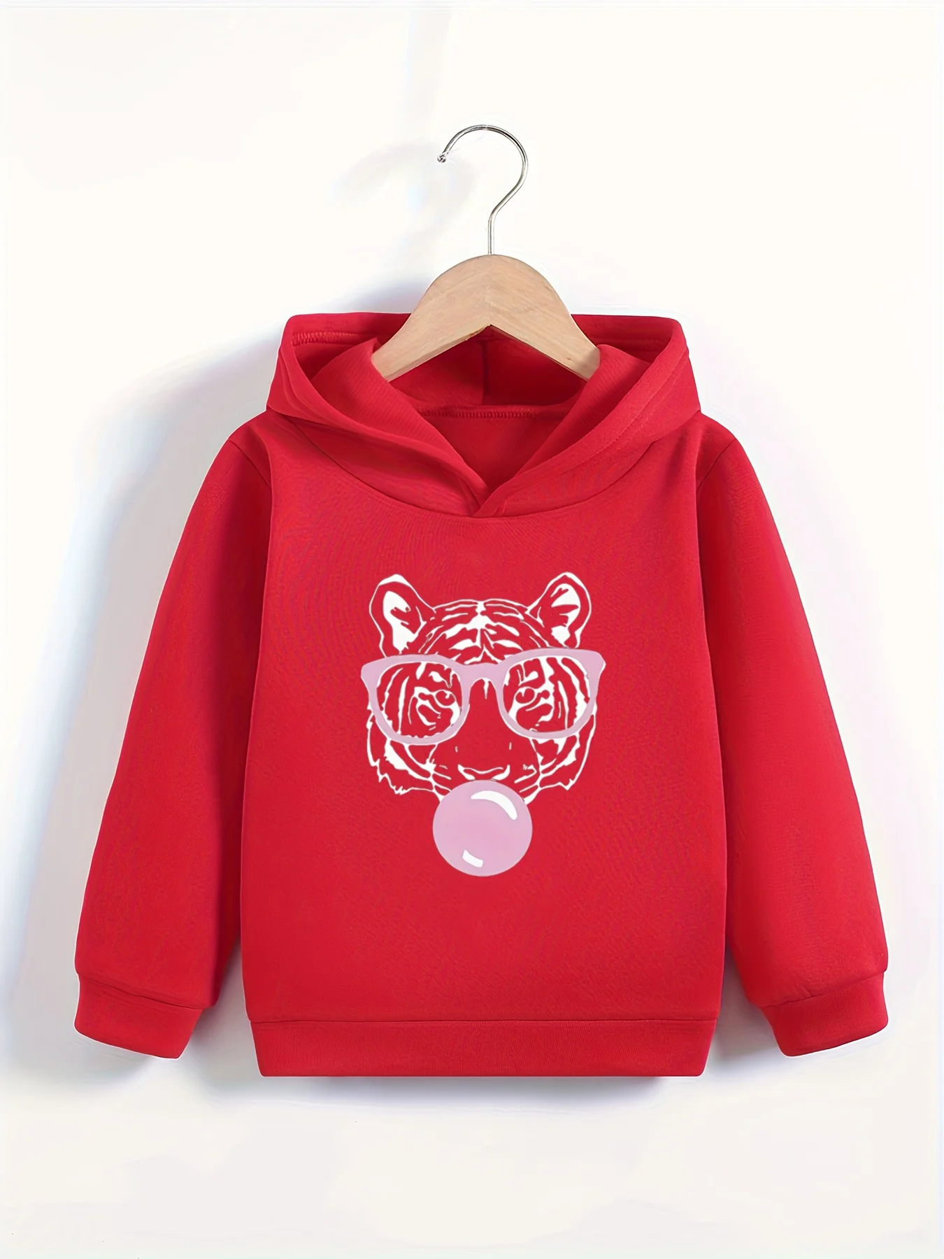 Cartoon Tiger Children Hoodies Streetwear Boys Girls Daily  Casual Sweatshirts Comfortable Short Sleeve Autumn Winter Clothes