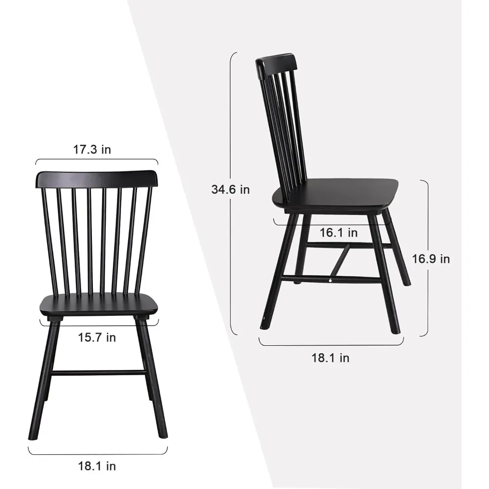 Wooden Windsor Dining Chairs Set of 2 Wood Dining Room Chair Black Spindle Side Kitchen Room Country Farmhouse Chairs