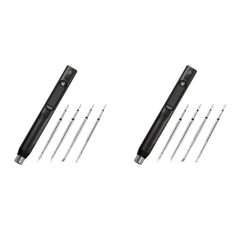 2x sequre s60p anti-estático nano ferro de solda caneta suporte pd/qc fonte de alimentação conjunto de ponta de ferro compatível com ponta de solda c210