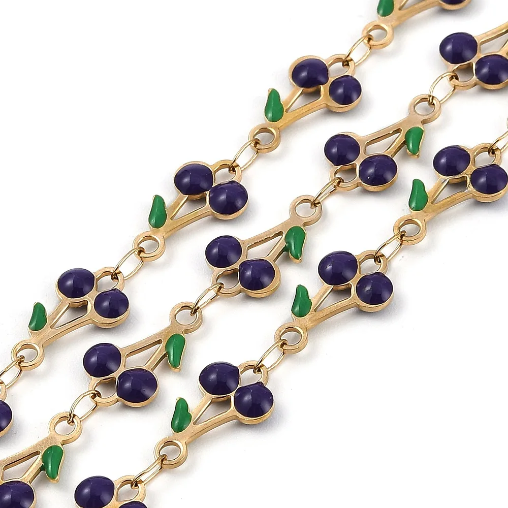 PandaHall 5m/Rolle IP 304 Edelstahl Emaille Kirschblüten-Charm-Kette, gelötet mit Spule für Halsketten- und Armbandherstellung – Detail 9