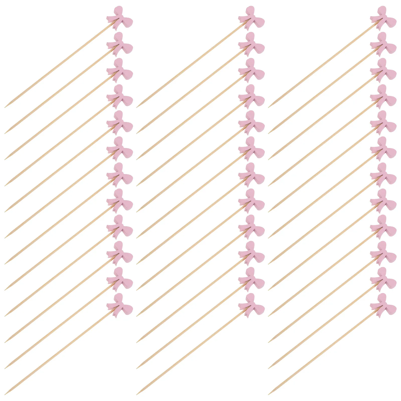 100Pcs Pink Bow Bamboo Appetizer Picks Cute Dessert Toothpicks Party Cake Decorations Fruit Skewers Charcuterie Board Signs Bow - view 2
