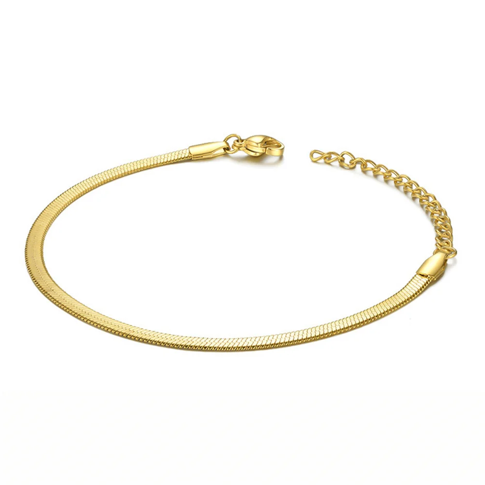 

Punk Flat Snake Chain Link Bracelet 3mm Gold Silver Color Stainless Steel Hand Chains for Women Fashion Jewelry Female Gift 2025