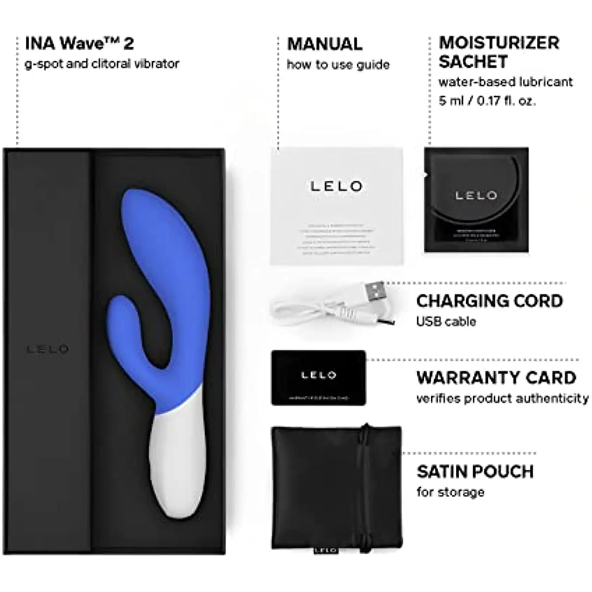 LELO INA – vibromasseur lapin WAVE 2 pour femme, masseur, Stimulation clitoridienne, jouets sexuels érotiques