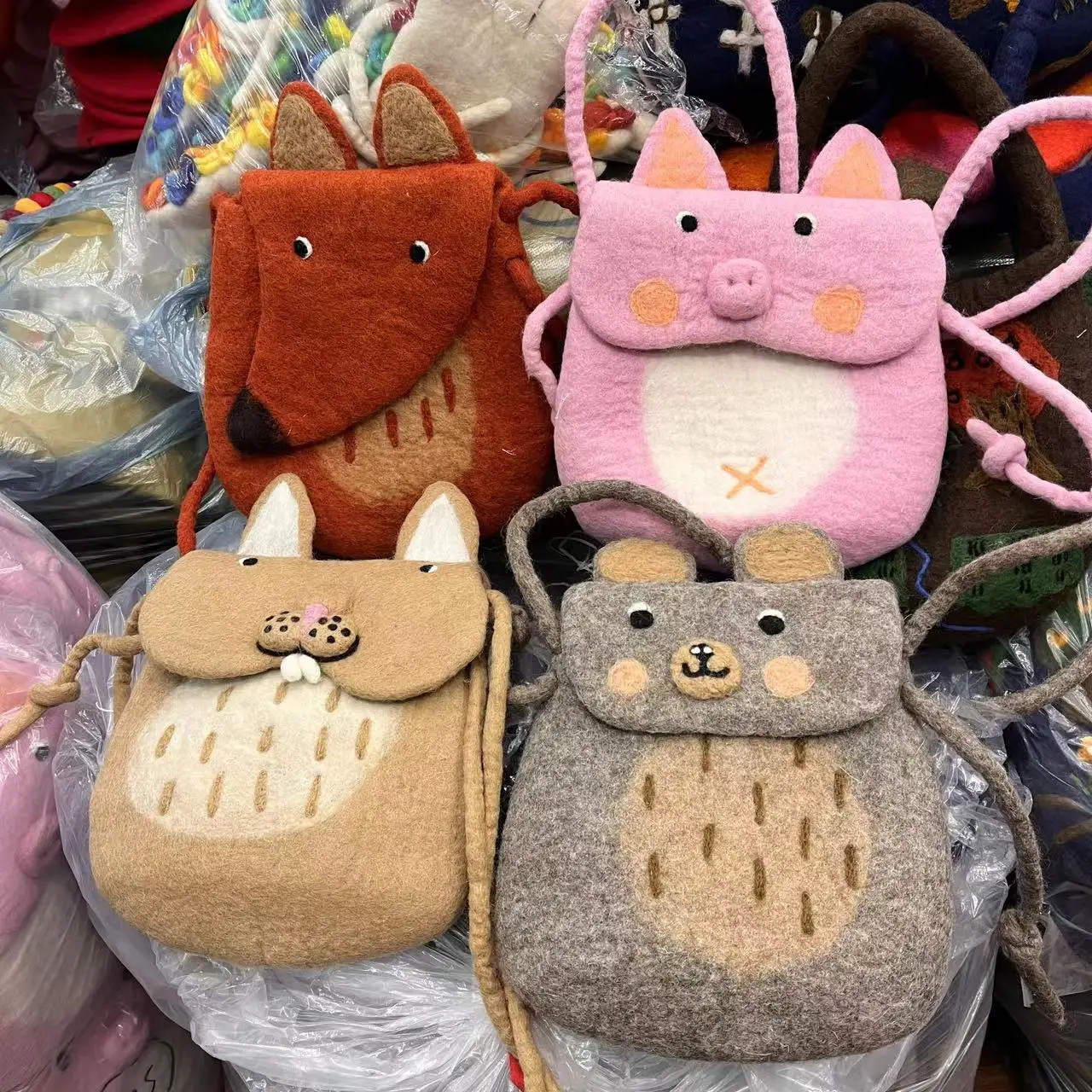 Handmade Squirrel Pink  Rabbit Crossbody Bag Shoulder Bag Dragon  Universal Daily Design Magnetic Buckle Closure Bag