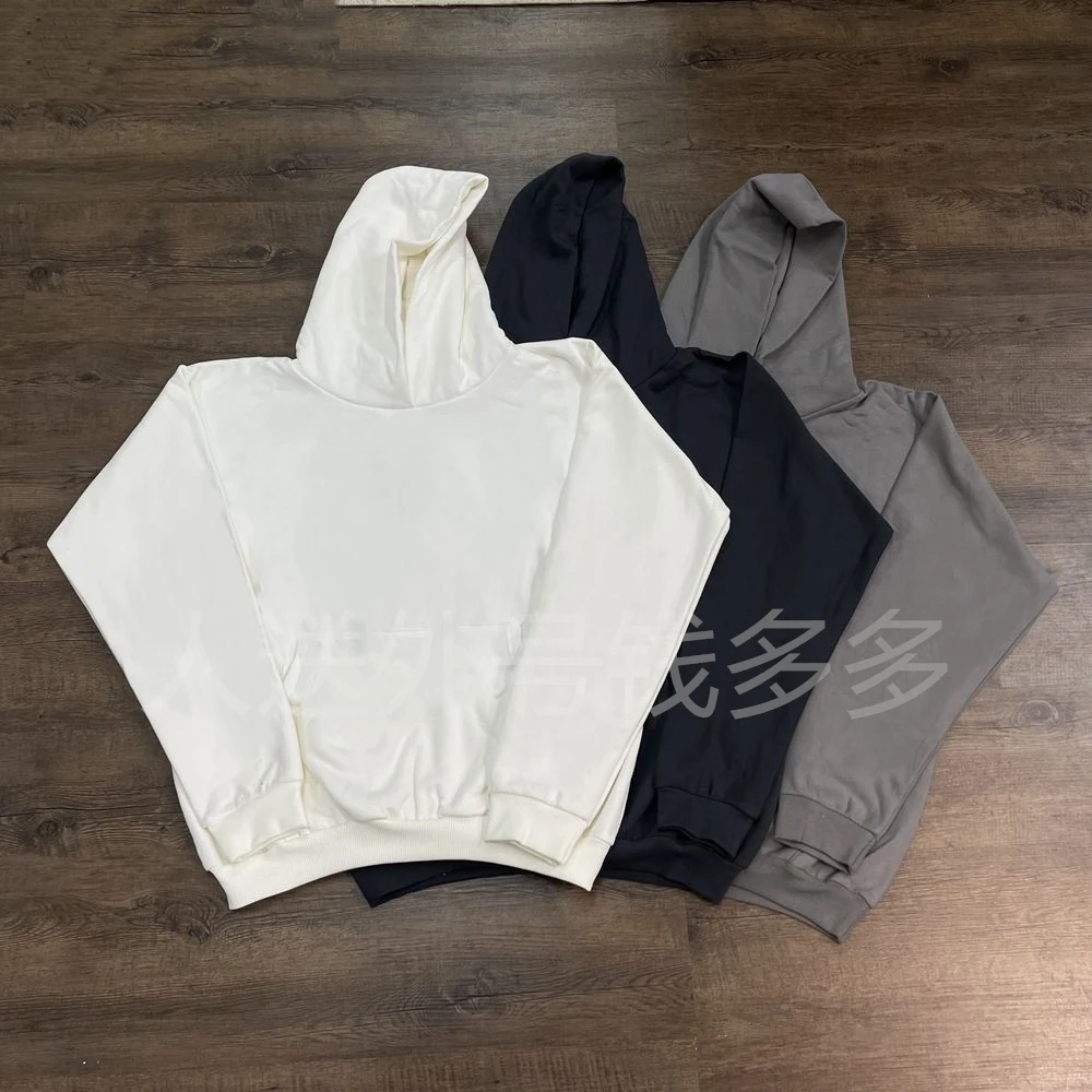 Black White Gray YZY Kanye Kanye Gosha Solid Color Loose Wide Version Shoulder Cutting Thin Velvet Hoodie Sweatshirt for Men