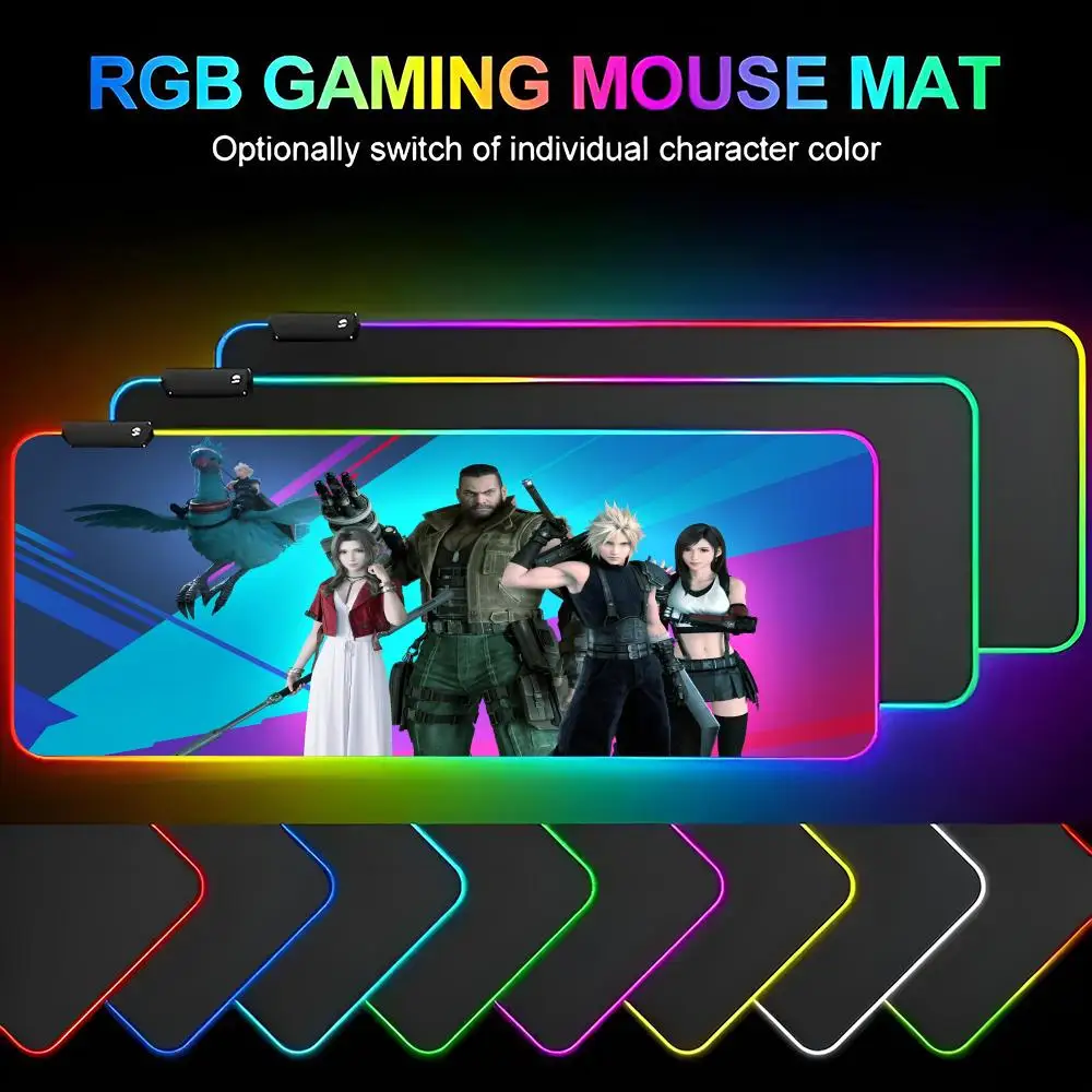 Final Fantasy VII Rebirth Mouse Pad Gamer RGB Deskmat Keyboard Mat Gaming Laptops LED Mousepad Desk Protector Anime Mause Mats